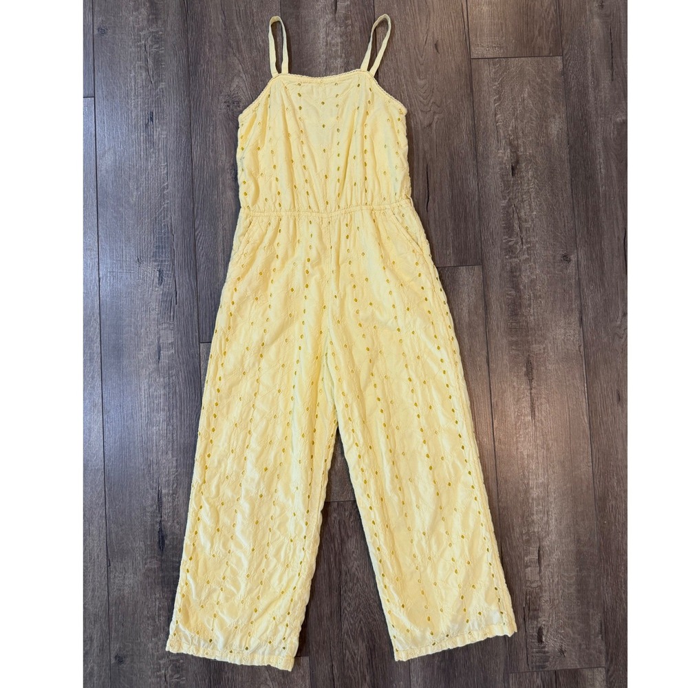 Abercrombie Kids Yellow Eyelet Jumpsuit Adjustable Straps 15/16 Missing Belt